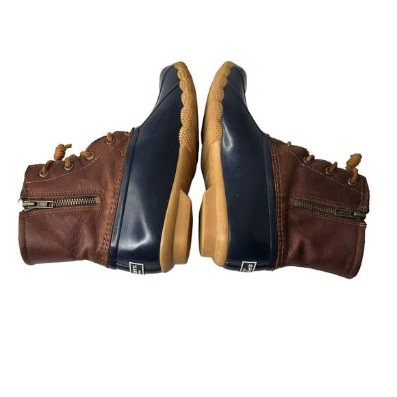 Sperry Top Sider Saltwater Waterproof Duck Boots Size 6 Tan Navy STS91175 Rain - Picture 8 of 9